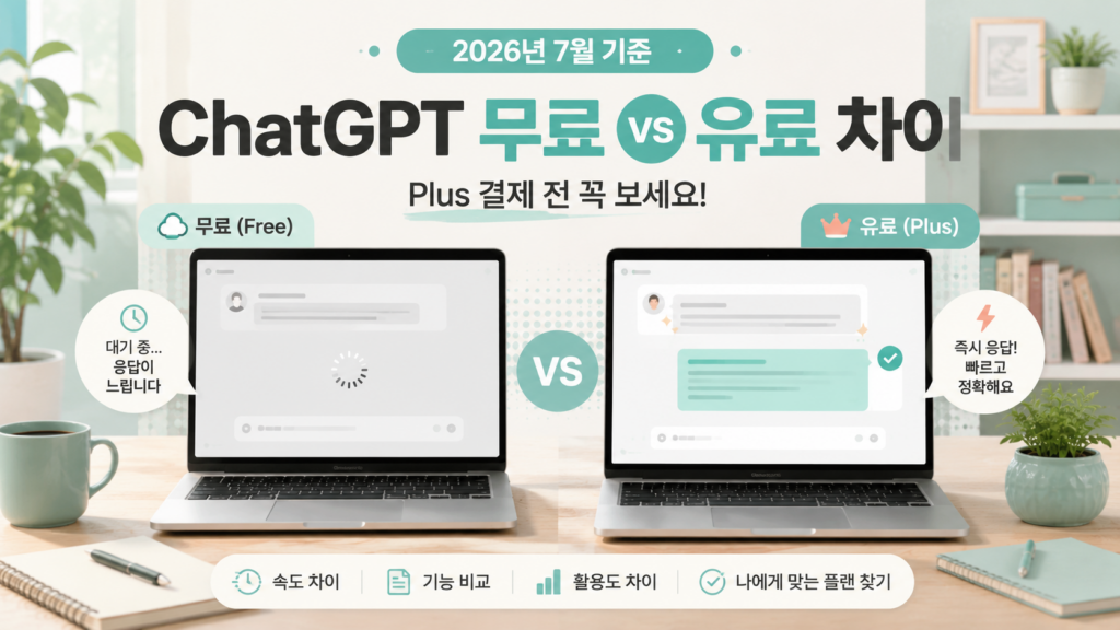 ChatGPT 무료 vs 유료 차이 비교 인포그래픽