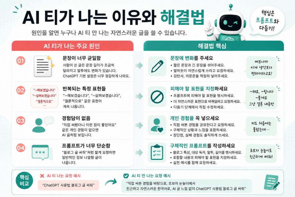ChatGPT 블로그 글에서 AI 티가 나는 원인과 해결법 비교