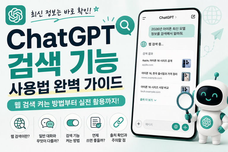 ChatGPT 검색 기능 사용법, 웹 검색 켜는 방법과 일반 대화 차이