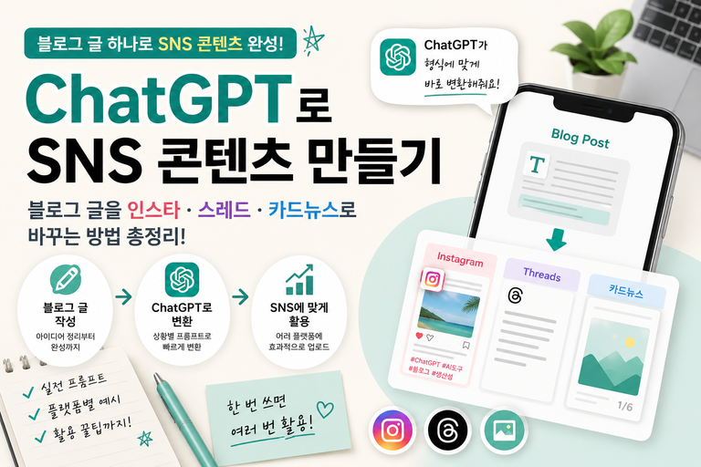 ChatGPT로 SNS 콘텐츠 만드는 방법을 안내하는 대표 이미지