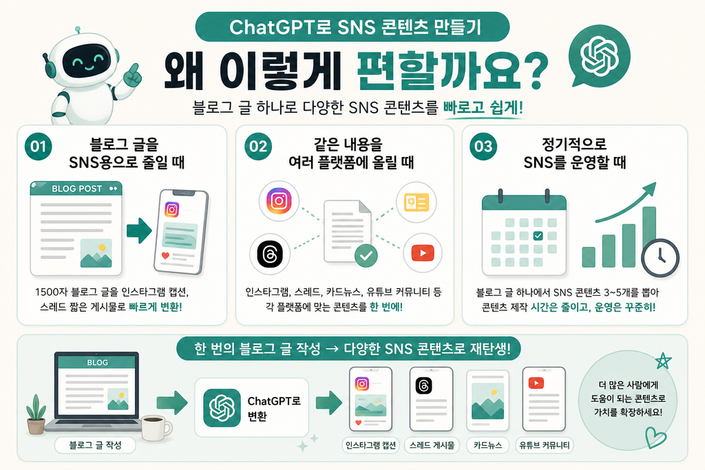 ChatGPT로 SNS 콘텐츠 만들기의 장점 인포그래픽