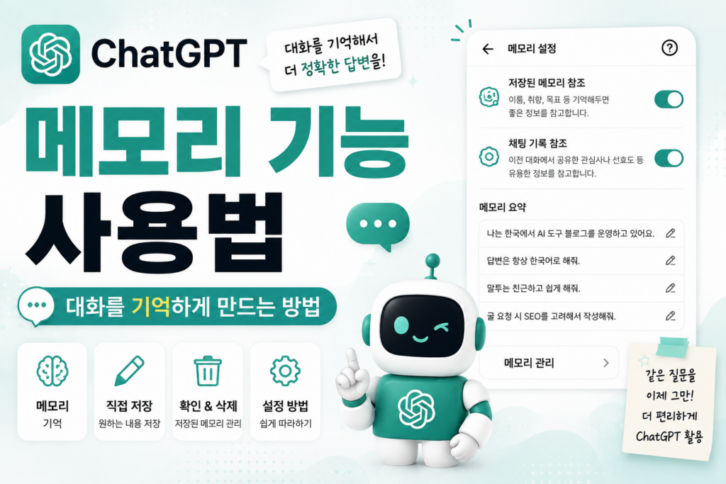 ChatGPT 메모리 기능 사용법을 안내하는 대표 이미지