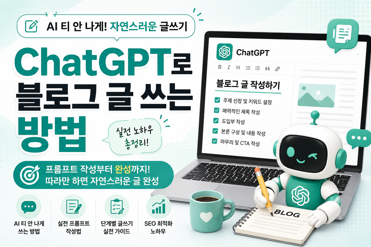 ChatGPT로 블로그 글 쓰는 방법을 안내하는 대표 이미지