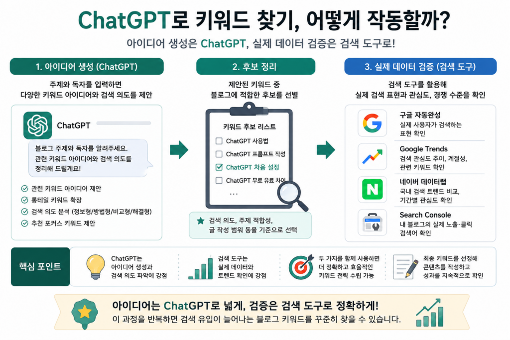 ChatGPT로 키워드 찾기 개념을 설명하는 인포그래픽