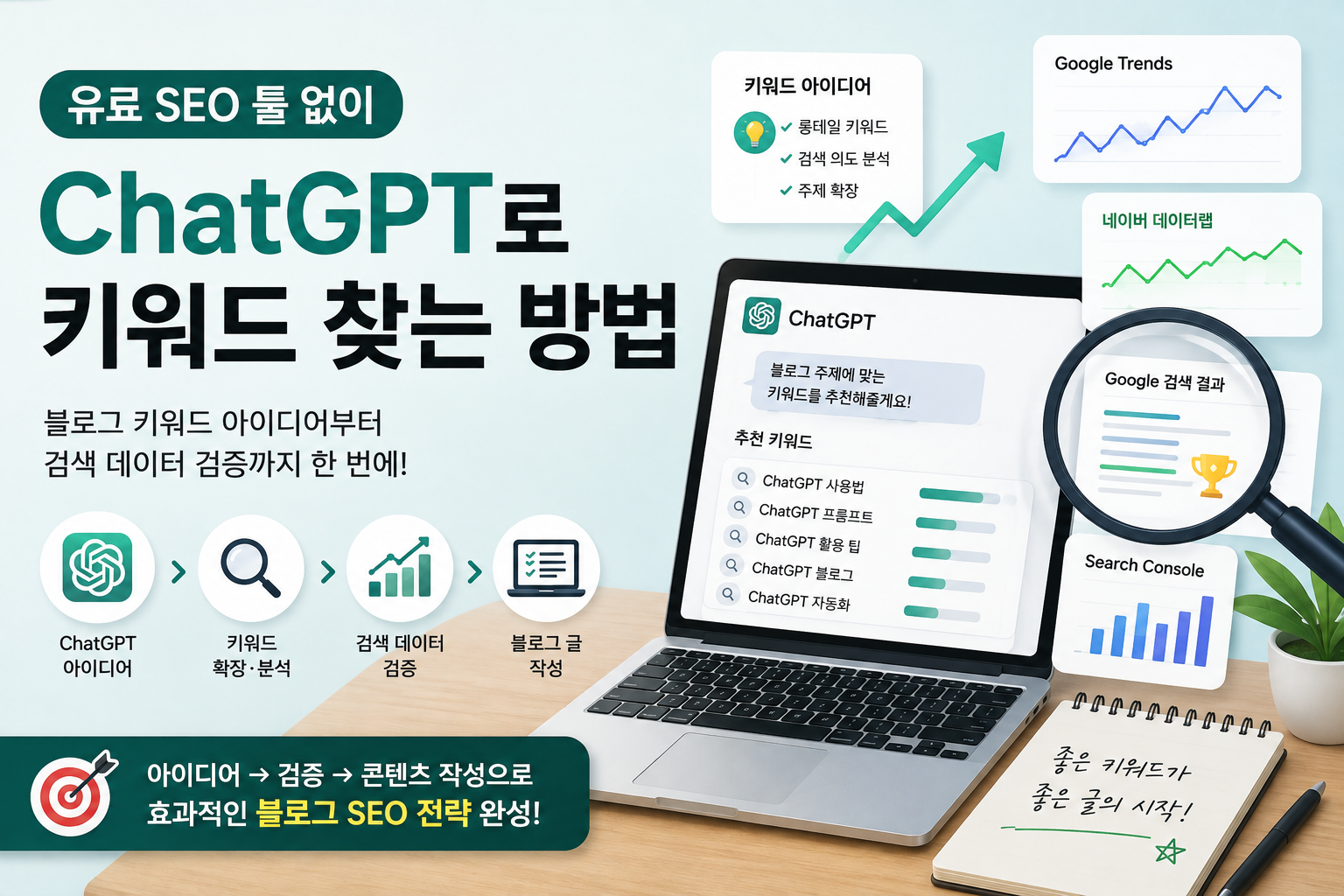ChatGPT로 키워드 찾는 방법을 안내하는 대표 이미지