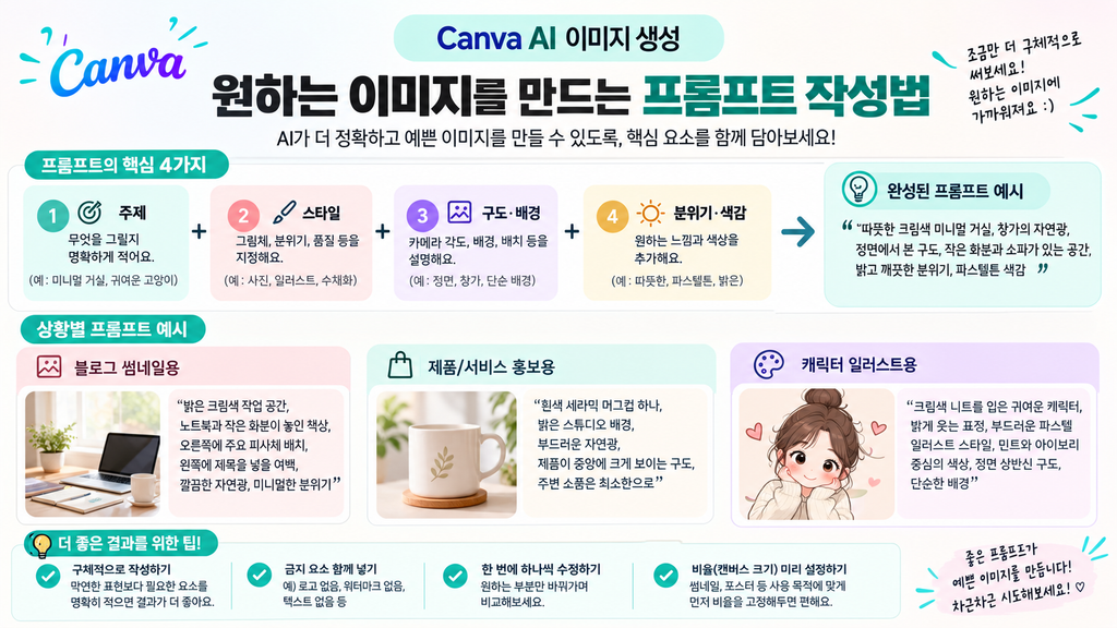 Canva AI 이미지 생성 프롬프트 작성 방법 인포그래픽