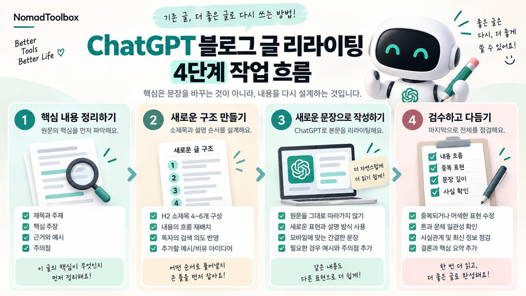 ChatGPT 블로그 글 리라이팅 4단계 작업 흐름
