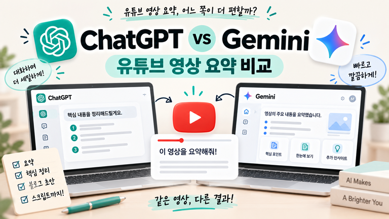 ChatGPT vs Gemini, 유튜브 영상 요약은 뭐가 더 편할까?