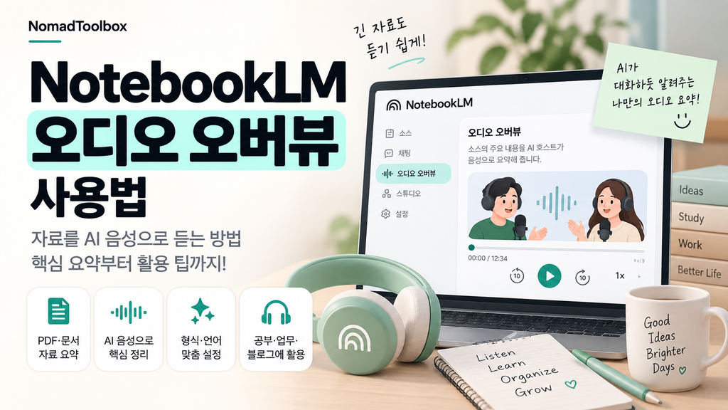 NotebookLM 오디오 오버뷰 사용법을 안내하는 대표 이미지